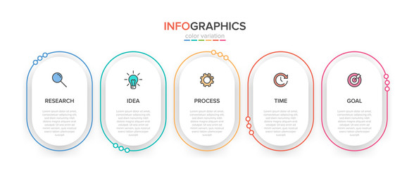 Infographic design with icons and 5 options or steps. Thin line vector. Infographics business concept. Can be used for info graphics, flow charts, presentations, web sites, banners, printed materials.