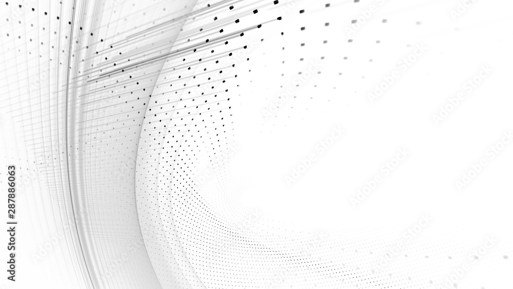 Fototapete Abstract background element. Fractal graphics series. Three-dimensional composition of dynamic curves and mosaic halftone effects. Wide format high resolution image. 3d illustration.