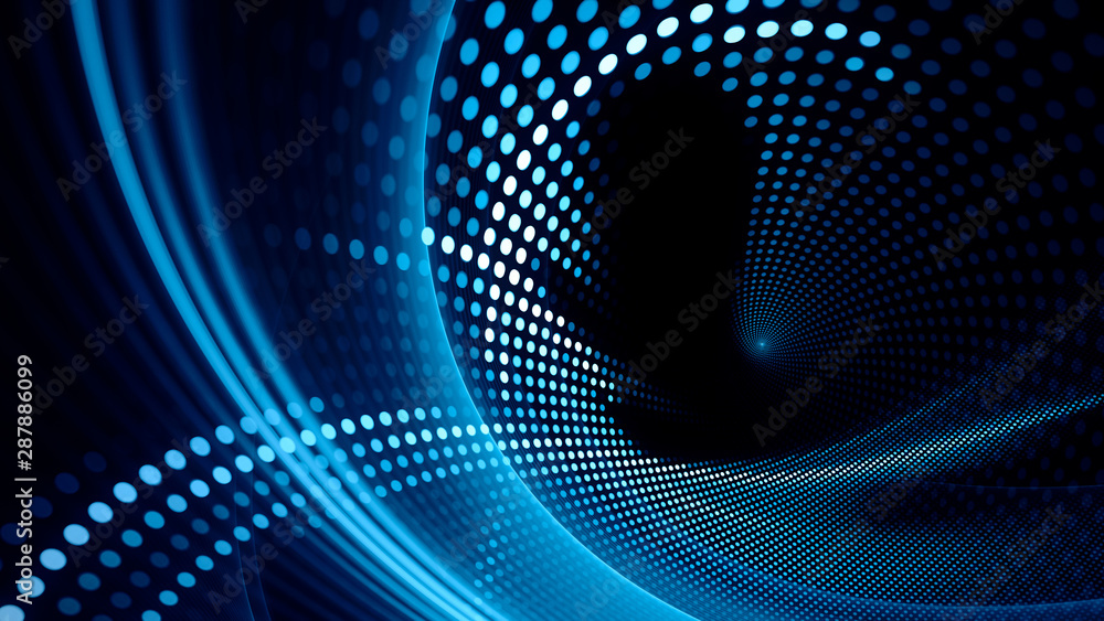 Fototapete Abstract background element. Fractal graphics series. Three-dimensional composition of dynamic curves and mosaic halftone effects. Wide format high resolution image. 3d illustration.