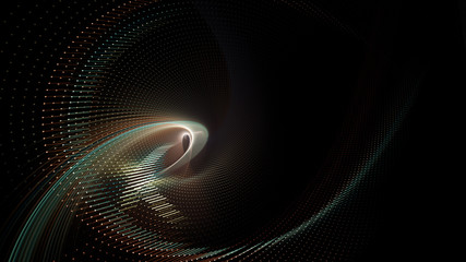 Abstract background element. Fractal graphics series. Three-dimensional composition of dynamic curves and mosaic halftone effects. Wide format high resolution image. 3d illustration.