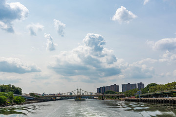 Around New York Manhattan, view from East river and Harlem river