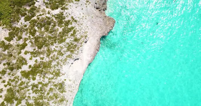 Clear Tropical Island Waters Turks and Caicos Aerial Drone