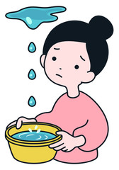 水漏れに悩む女性
