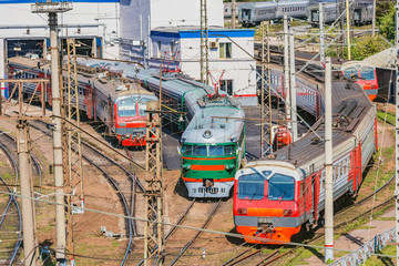 Aerial view of the electric passenger train depot.