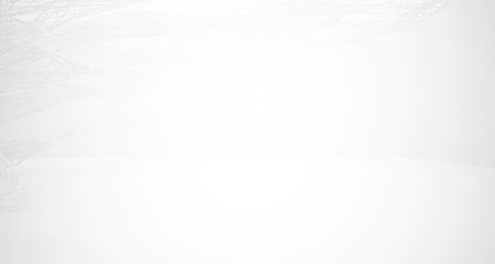 White smooth architectural interior of chaotic lines. 3D illustration and rendering