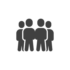 Staff group vector icon. Four people stand filled flat sign for mobile concept and web design. People crowd glyph icon. Symbol, logo illustration. Vector graphics