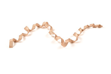 Brown check ribbon isolated on white background.