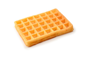 Belgian waffle isolated on white background.