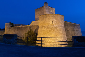 Fouras les bains fortification castle fort medieval in Charente France on night