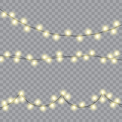 Glowing lights for Xmas Holiday cards, banners, posters, web design. Vector
