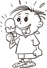 Boy licking ice cream
