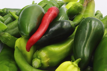 green and red chilli peppers