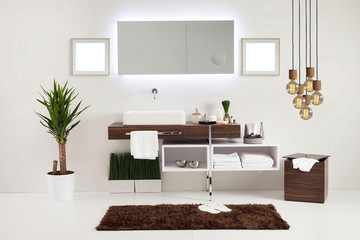 white wall clean bathroom style and interior decorative design for home, hotel and office