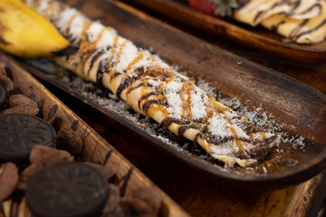 Chocolate crepes and other sweets ready to eat