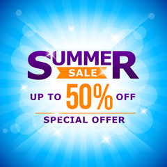 hello summer sales with summer nuances and beach elements