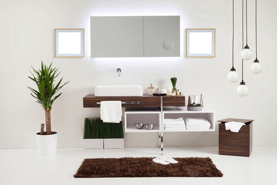 white wall clean bathroom style and interior decorative design for home, hotel and office