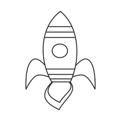 cartoon black and white vector flying spaceship illustration for coloring art