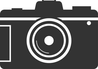simple flat black and white dslr camera icon vector illustration