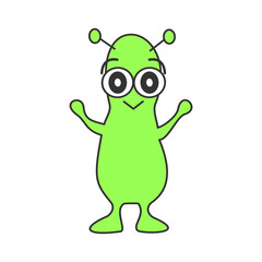 cute cartoon vector alien character isolated on white background
