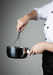 chef with whipping tool pastry  food mixing ingredient