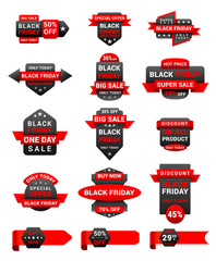 Black Friday shopping sale promotional labels vector set