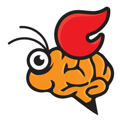 Bee with brain body and flame wing Illustration logo
