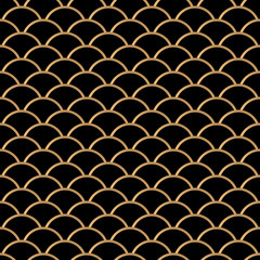 Abstract golden ornament seamless pattern vector background - Black,gold.