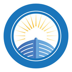 Noah's Ark with sunshine emblem logo vector Illustration