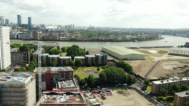 Aerial shot of Construction site and Buildings