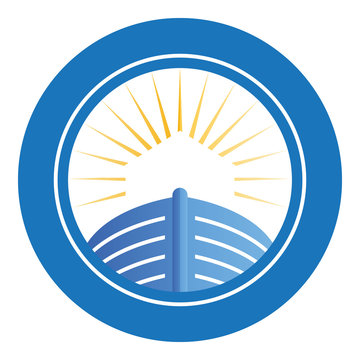 Noah's Ark with sunshine emblem logo vector Illustration
