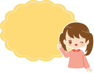 子供　吹き出し　フレーム　女の子　かわいい