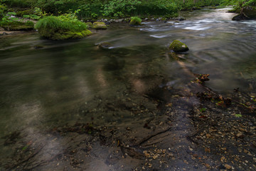 Refreshing Oirase mountain stream in autumn