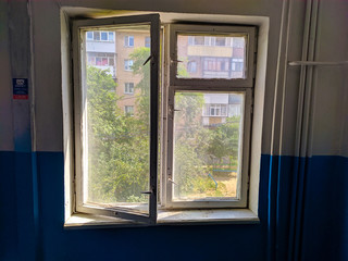 Window at home white summer paint