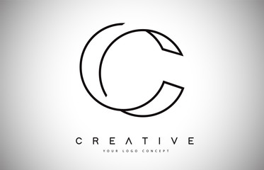 C Letter Logo Monogram Vector Design. Creative C Letter Icon with Black Lines