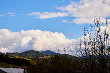 Beautiful sky with clouds over mountain in a good day