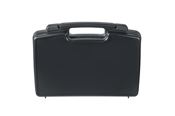 Black plastic case isolated on white with clipping path