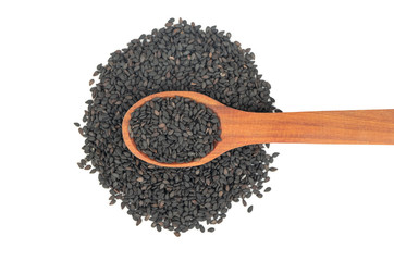 Black sesame in spoon