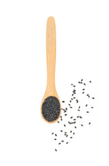 Black sesame in spoon