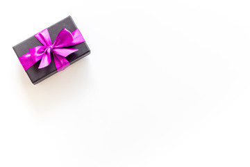 box with present for holiday on white background top view mockup