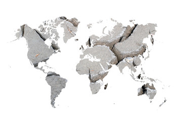Fototapeta premium world map of dry and crack on white background