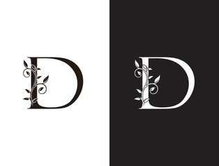 Luxury D Letter Logo, vintage floral logo icon perfect for fashion, restaurant, cafe, hotel and many company.