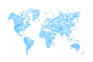 world map made of blue water concept