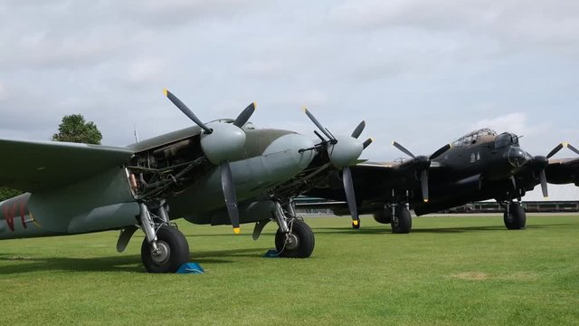 Mosquito night fighter being renovated to flying condition. Merlin engines.