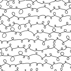 Seamless abstract Arabic script pattern. Endless background. Decorative hand drawn ornament with black ink doodles on white backdrop. For printing, textiles, clothing , wallpaper, wrapping, fabric