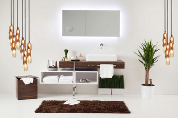 modern wall clean bathroom style and interior decorative design, modern lamp