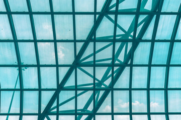 window of modern interior building with blue sky