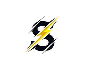 Thunder S Letter icon, flash S electrical logo icon