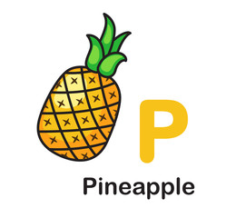 Alphabet Letter P-Pineapple vector illustration