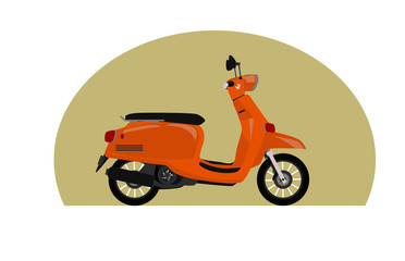 Obraz premium orange scooter bike vintage style vector illustration
