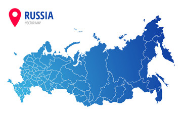 Russia administrative map with borders of regions